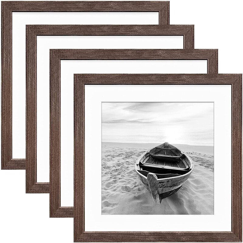 lameishuju 11X11 Rustic Picture Frames Walnut Solid Wood Display